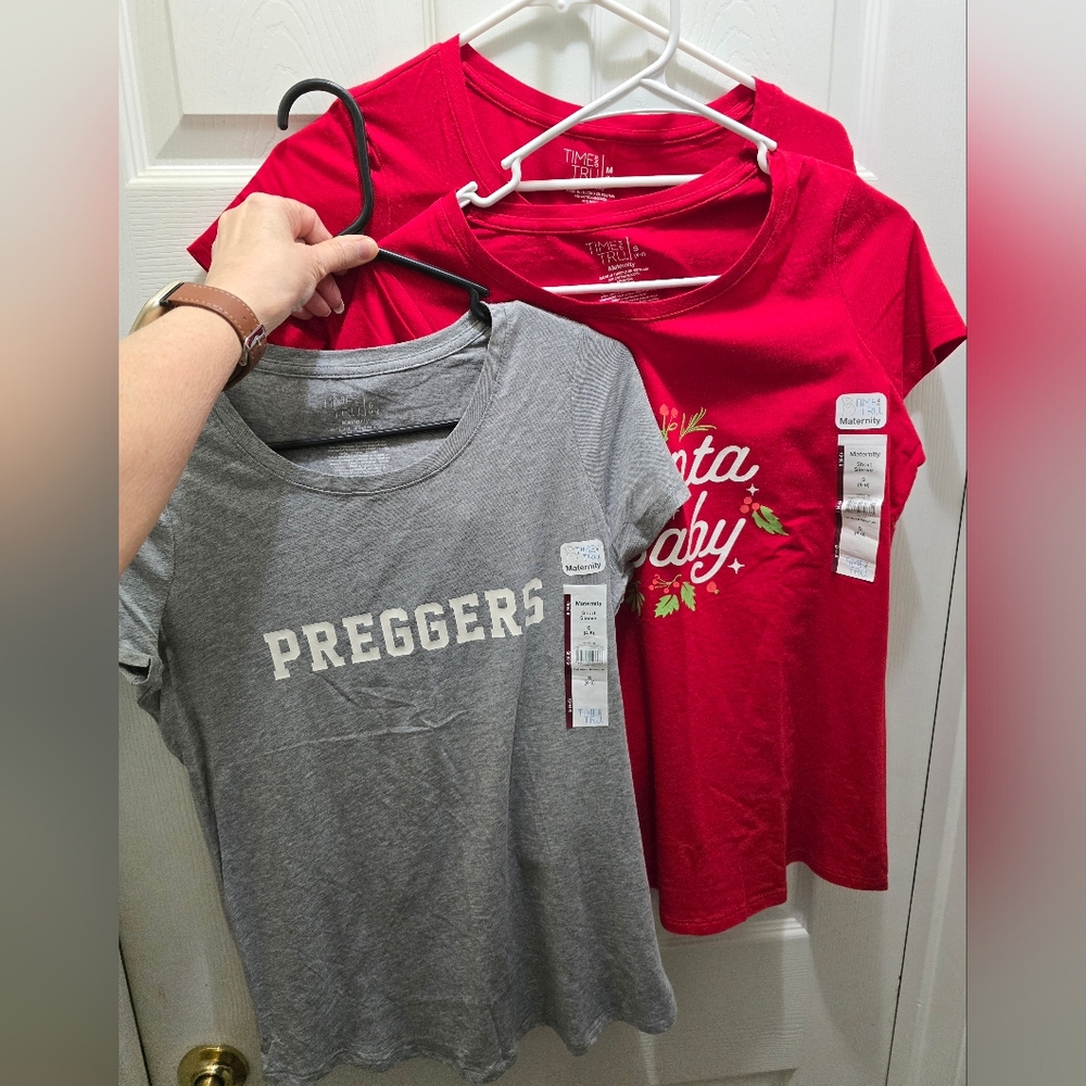 Time and Tru Maternity PREGGERS or SANTA BABY, price Is For One Shirt